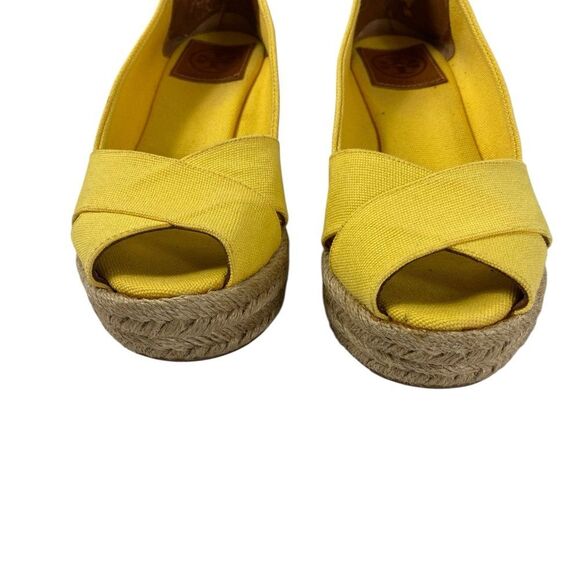 Tory Burch Yellow Espadrille Shoes with Crossover Straps - Picture 6 of 11
